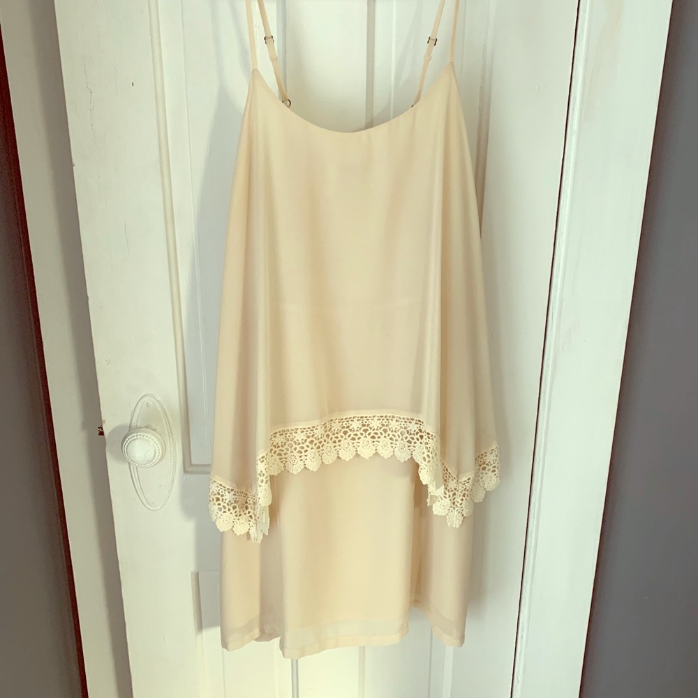 Forever 21 cream chiffon sleeveless dress - size L